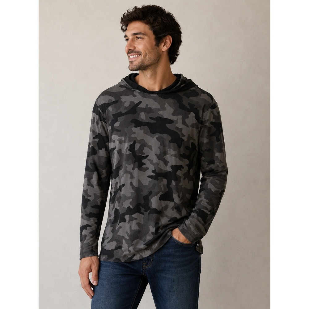 Black Camo Hoodie Mens Medium Gorpcore Tactical Hunting Streetwear Military‎